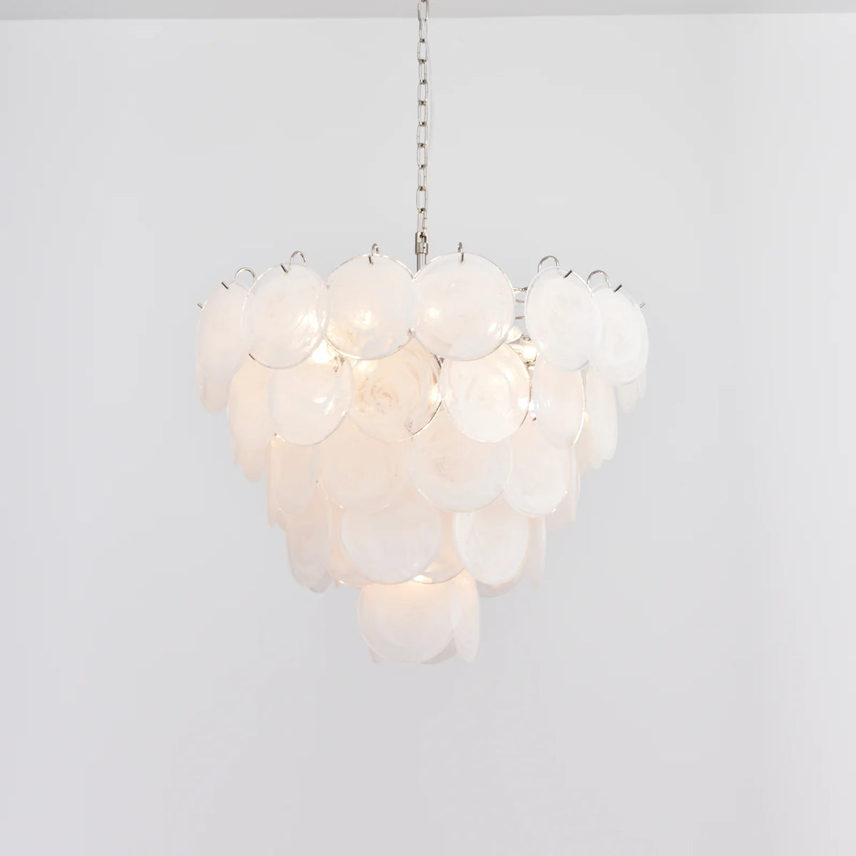 Elegant White Murano Disc Chandelier