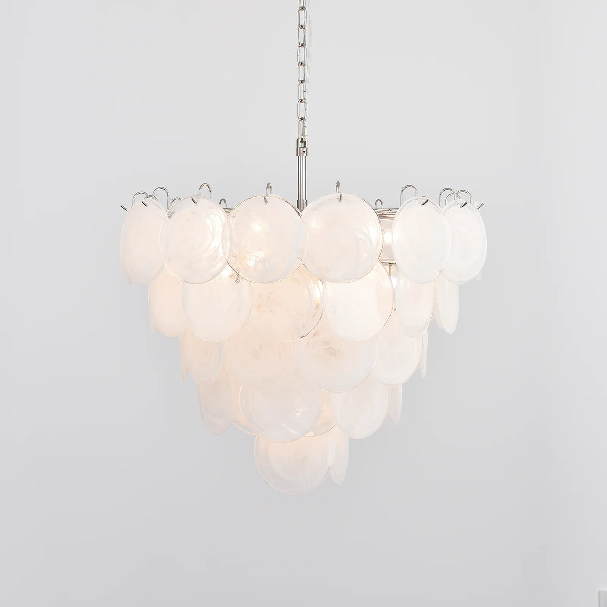 Elegant White Murano Disc Chandelier