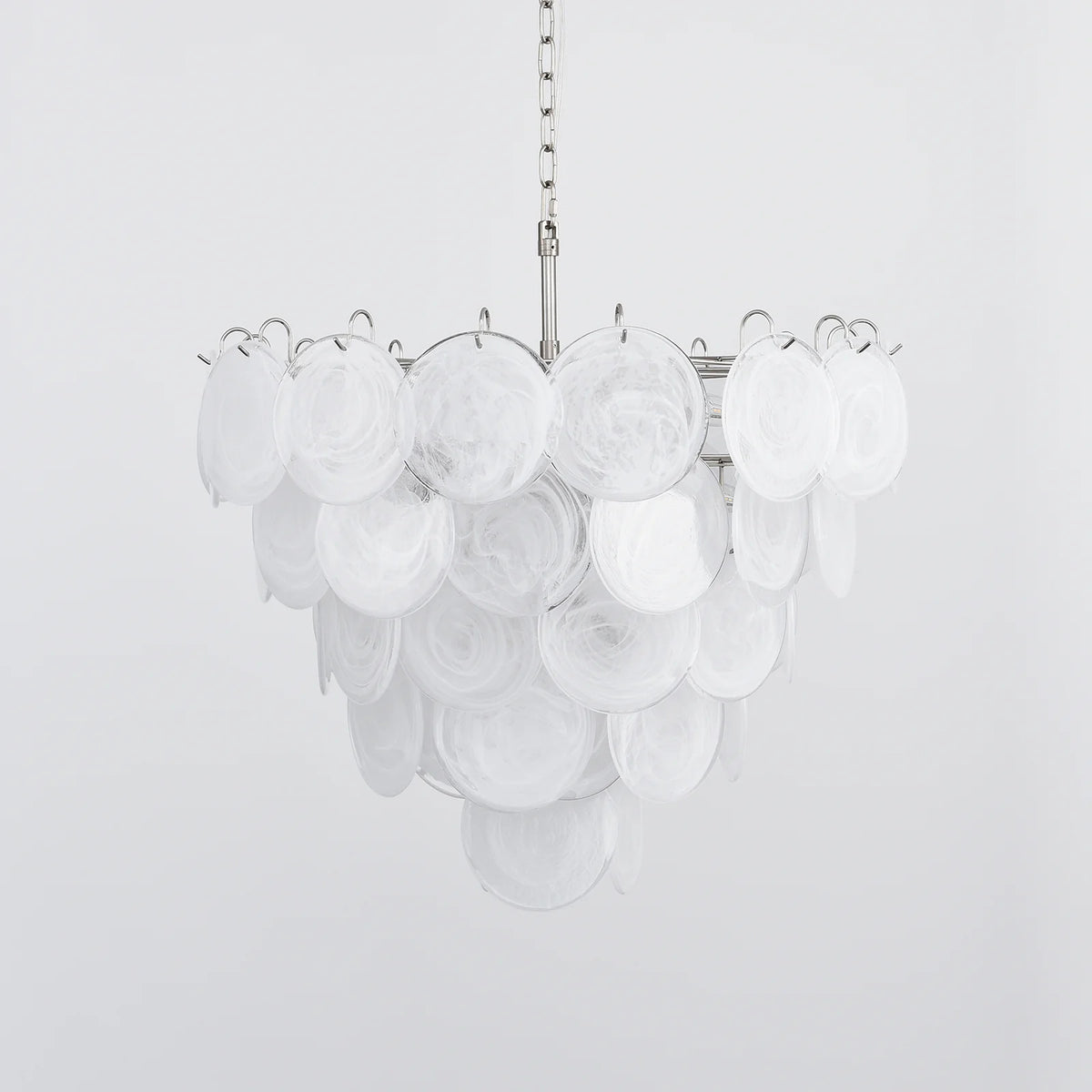 Elegant White Murano Disc Chandelier