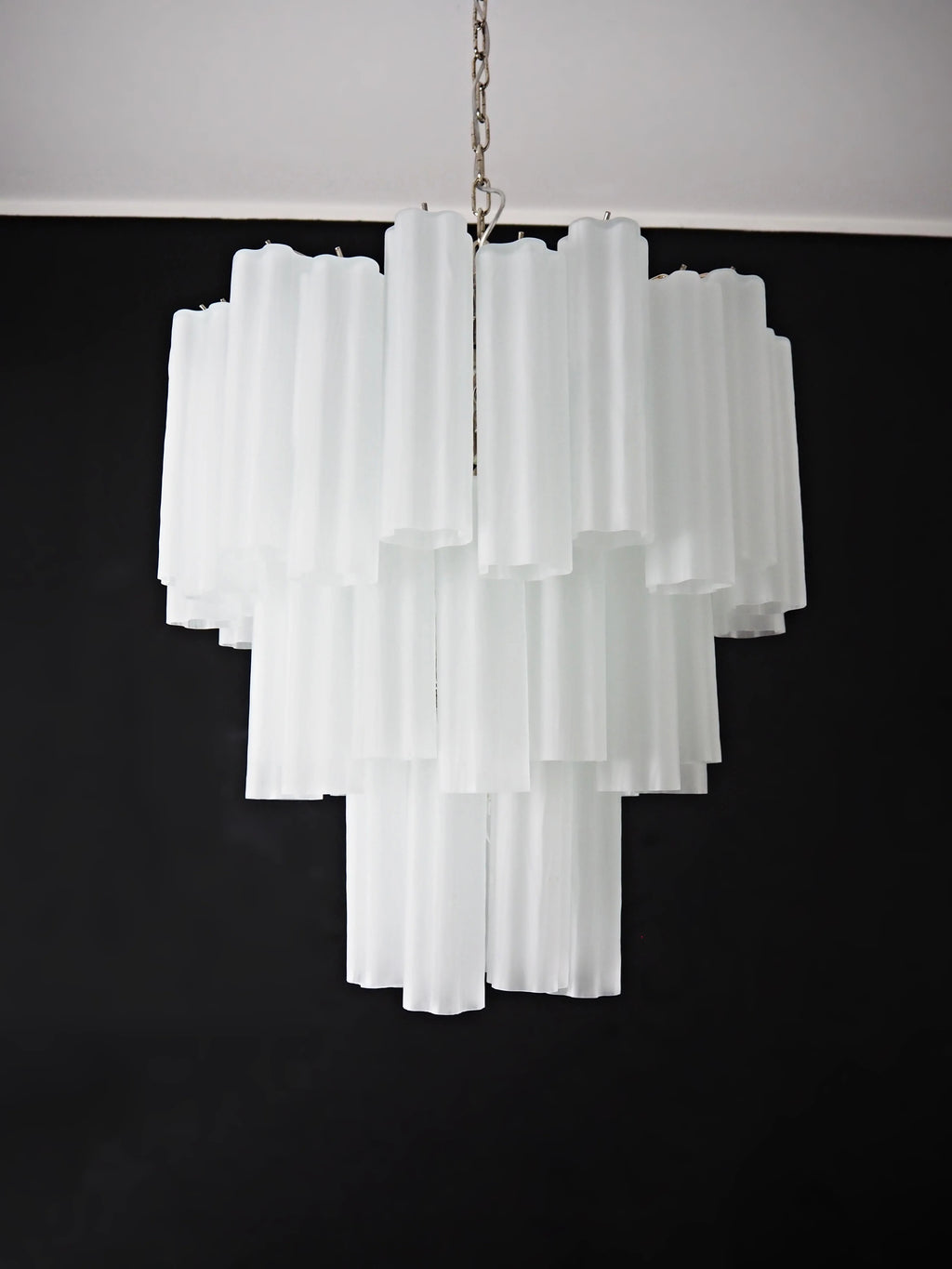 Elegant White Murano Glass Tube Chandelier