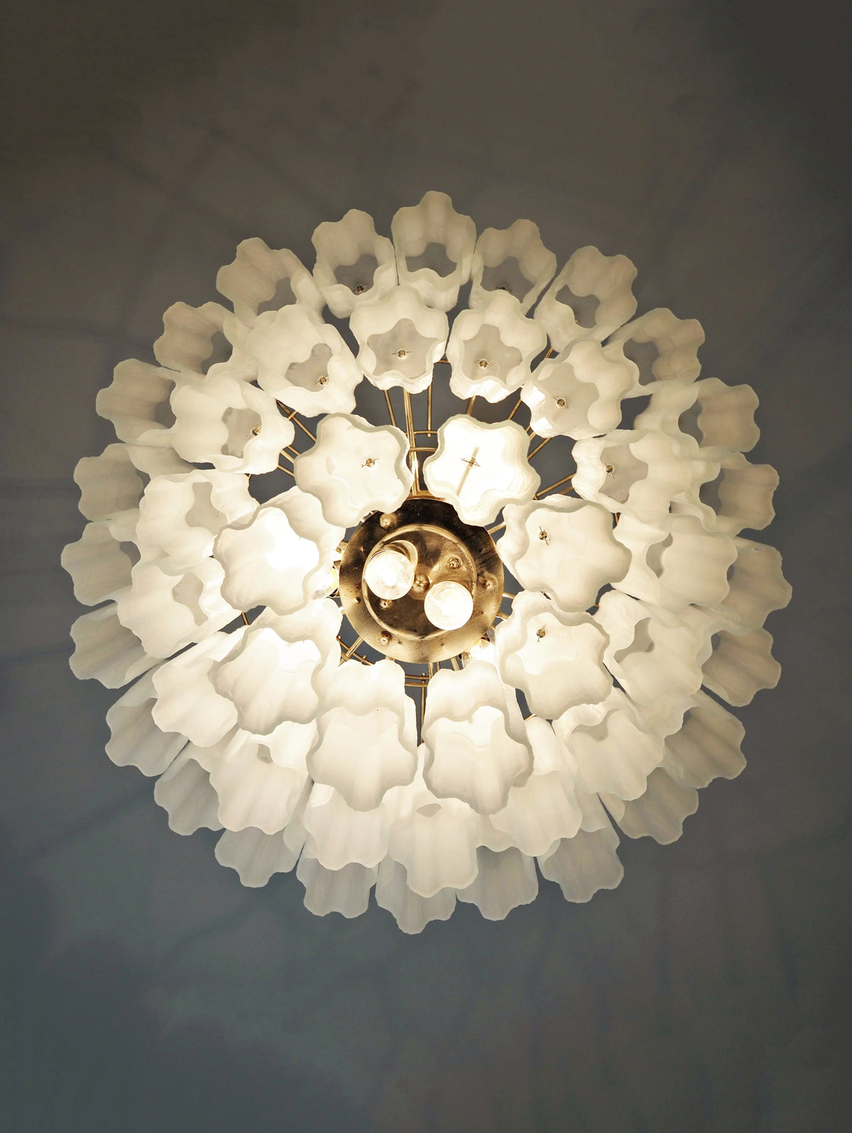 Elegant White Murano Glass Tube Chandelier