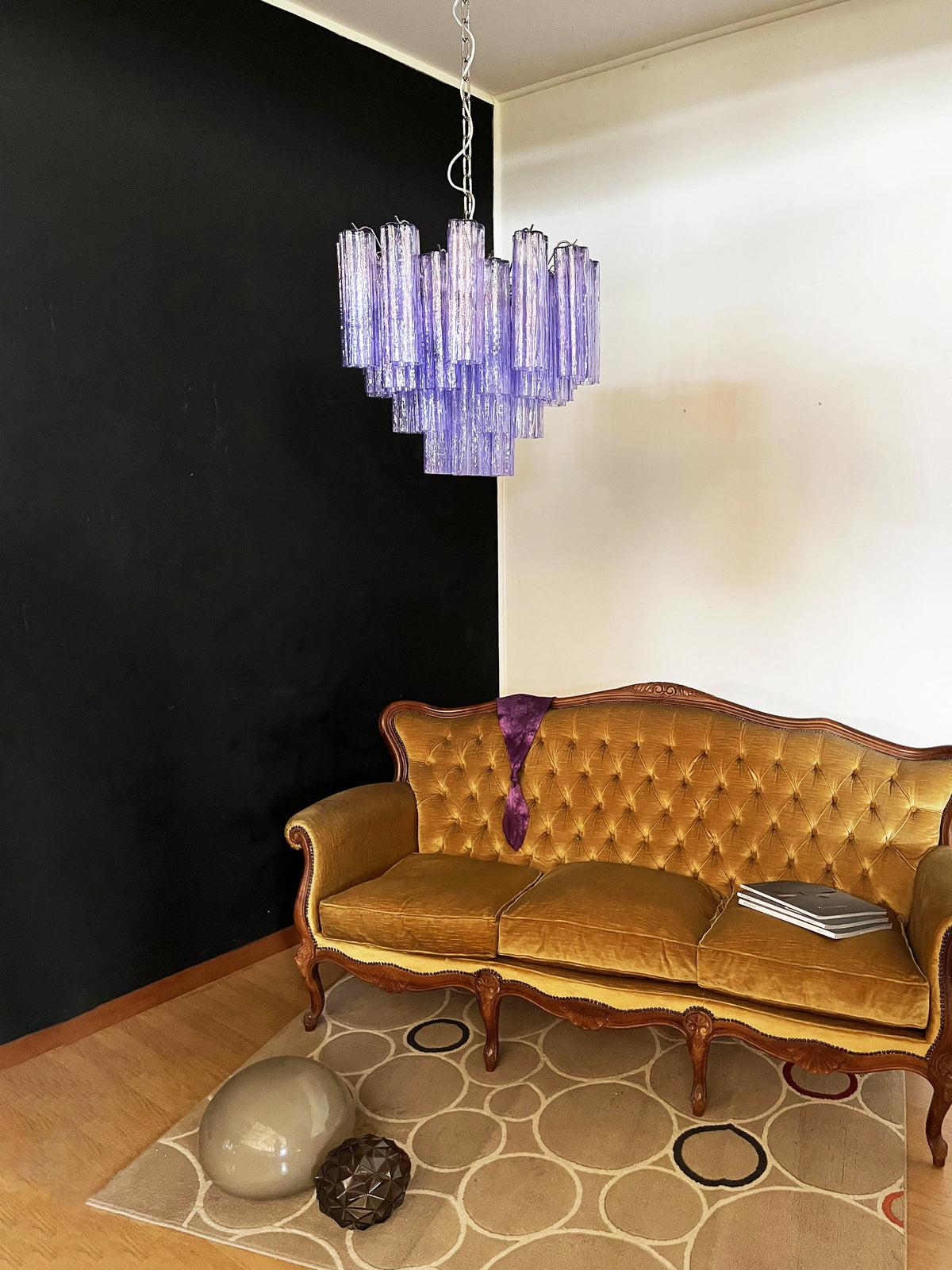 Fantastic Murano Amethyst Glass Tube Chandelier