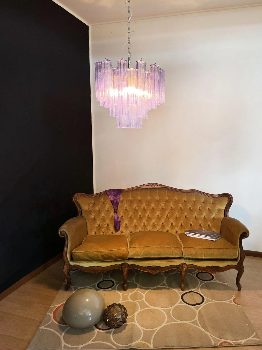 Fantastic Murano Amethyst Glass Tube Chandelier