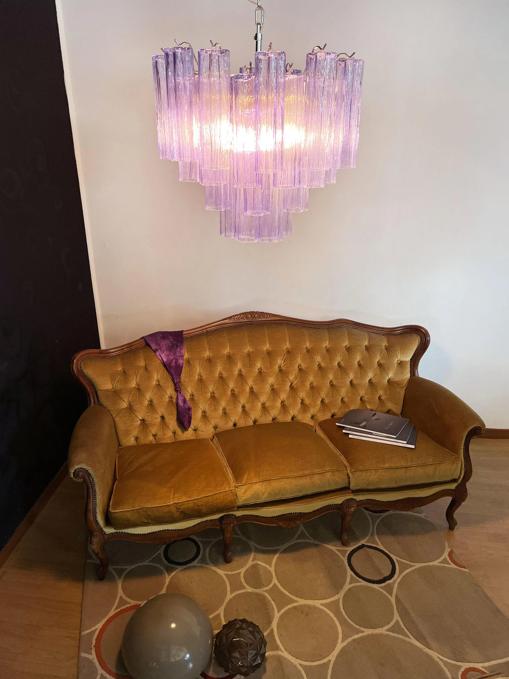 Fantastic Murano Amethyst Glass Tube Chandelier