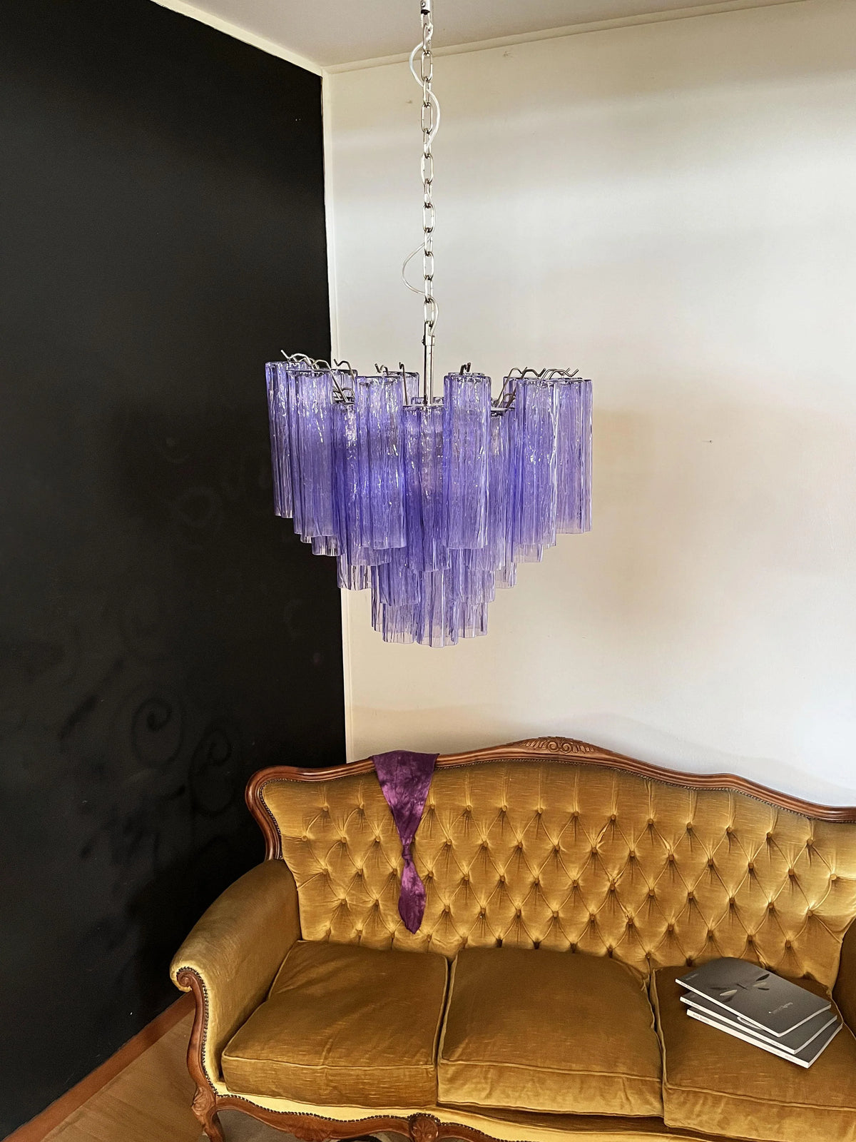 Fantastic Murano Amethyst Glass Tube Chandelier