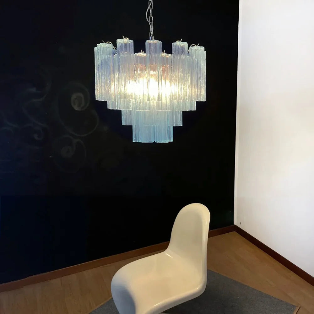 Fantastic Murano Blue Glass Tube Chandelier