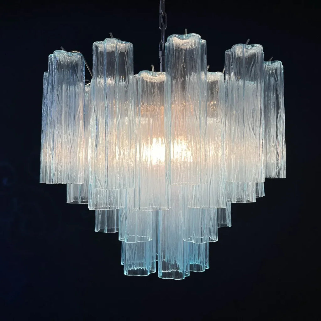 Fantastic Murano Blue Glass Tube Chandelier