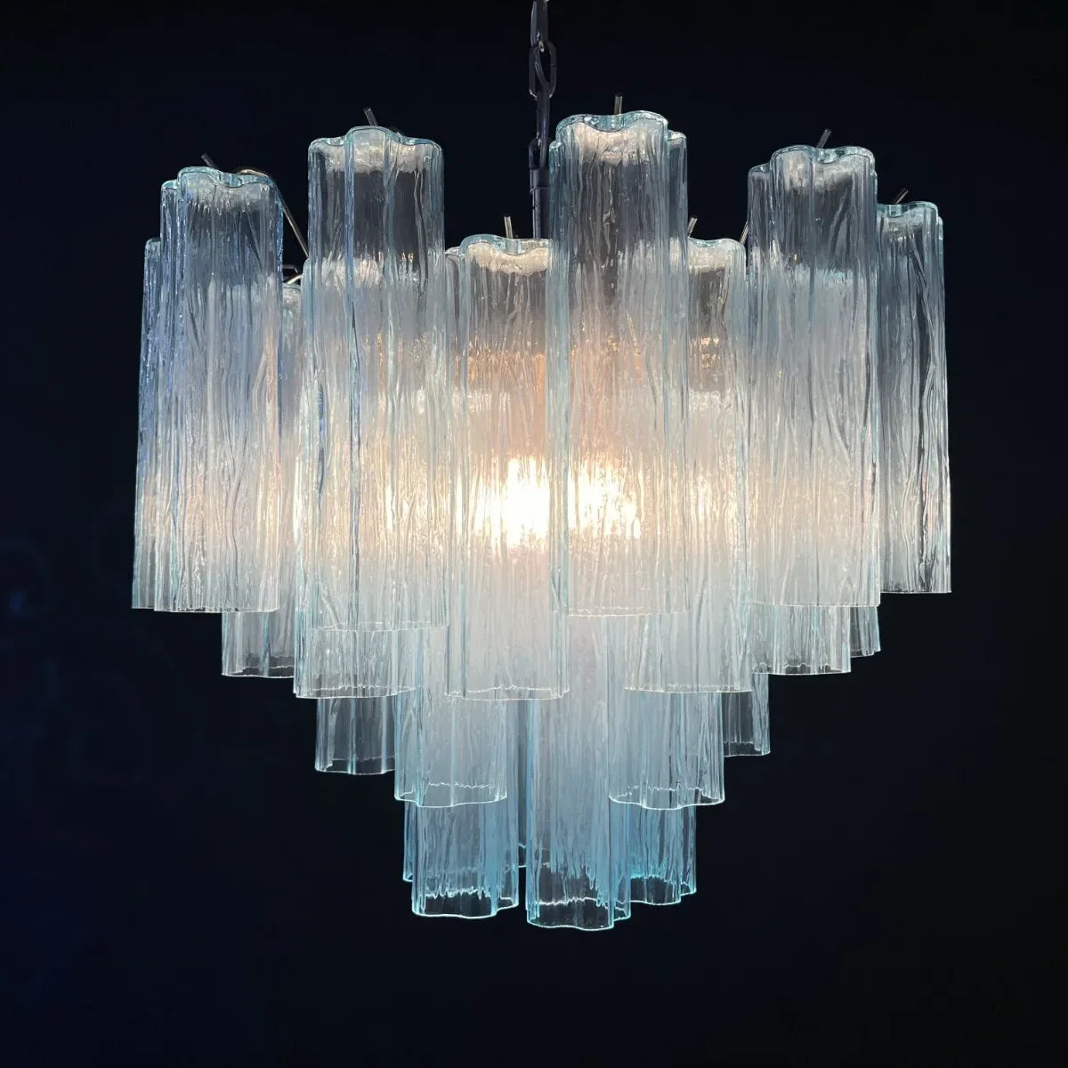 Fantastic Murano Blue Glass Tube Chandelier