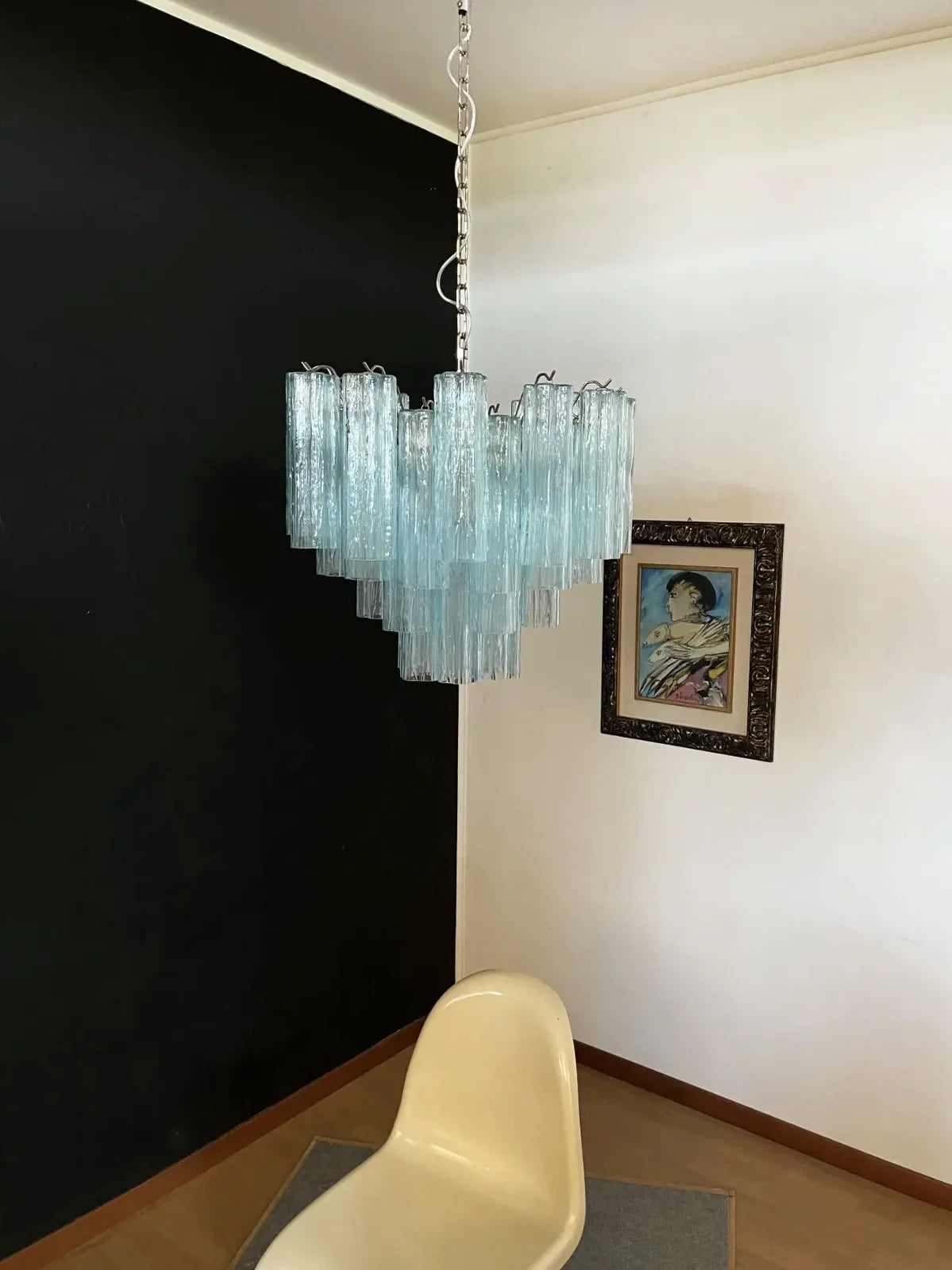 Fantastic Murano Blue Glass Tube Chandelier