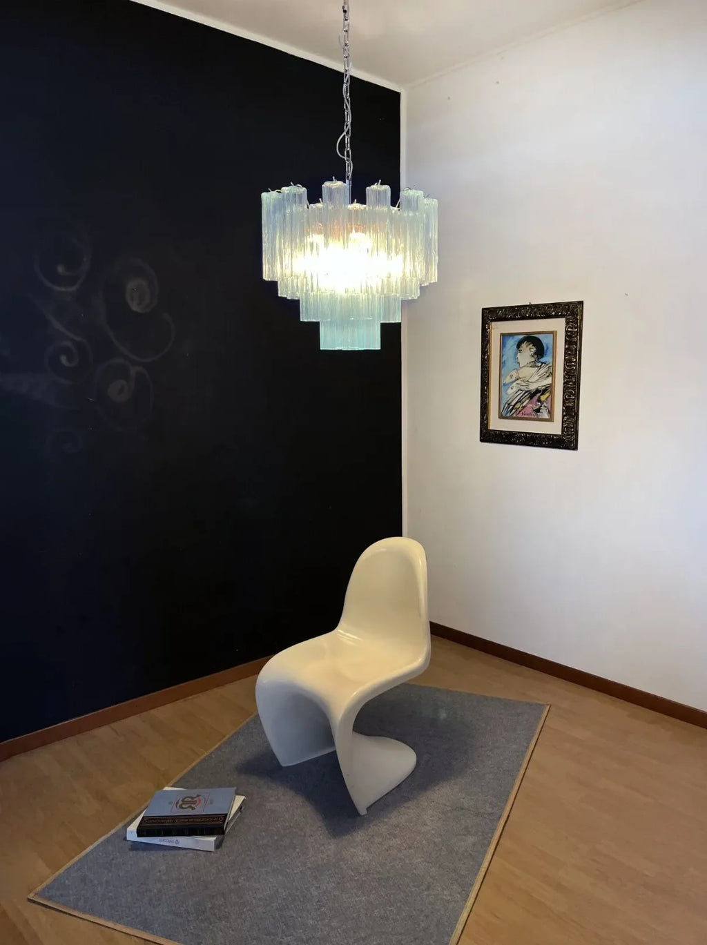 Fantastic Murano Blue Glass Tube Chandelier