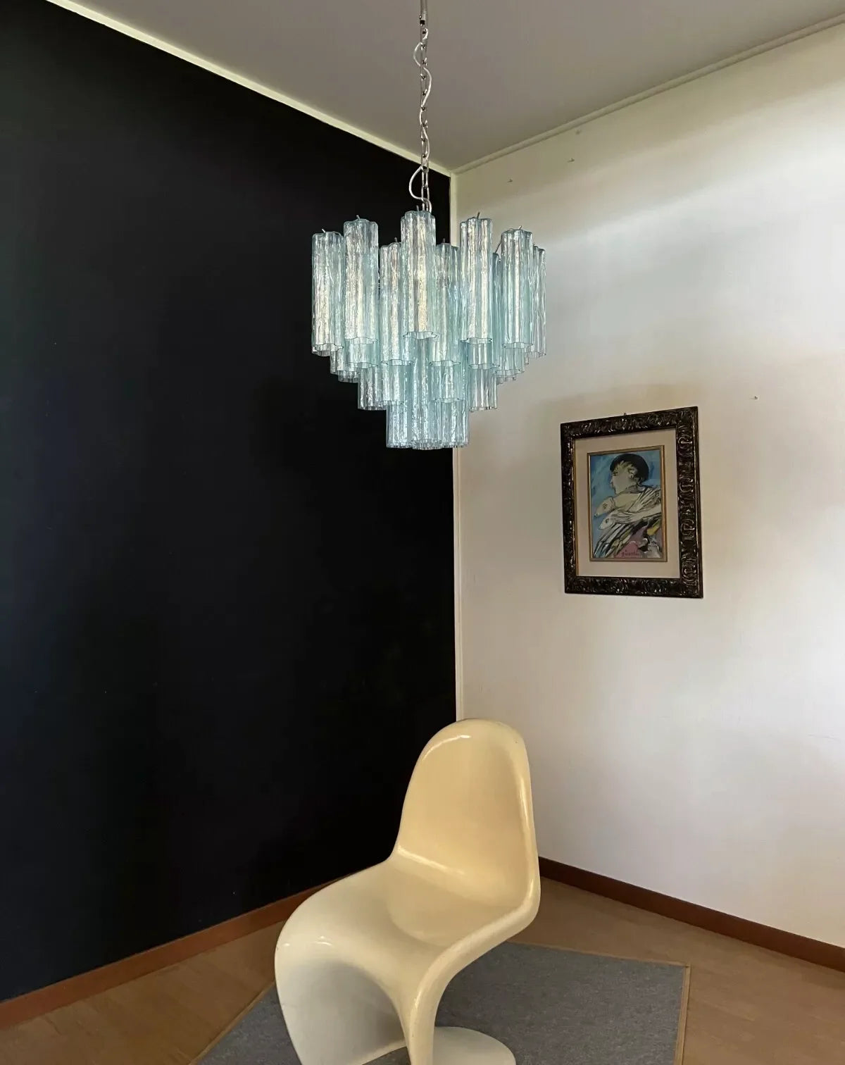 Fantastic Murano Blue Glass Tube Chandelier