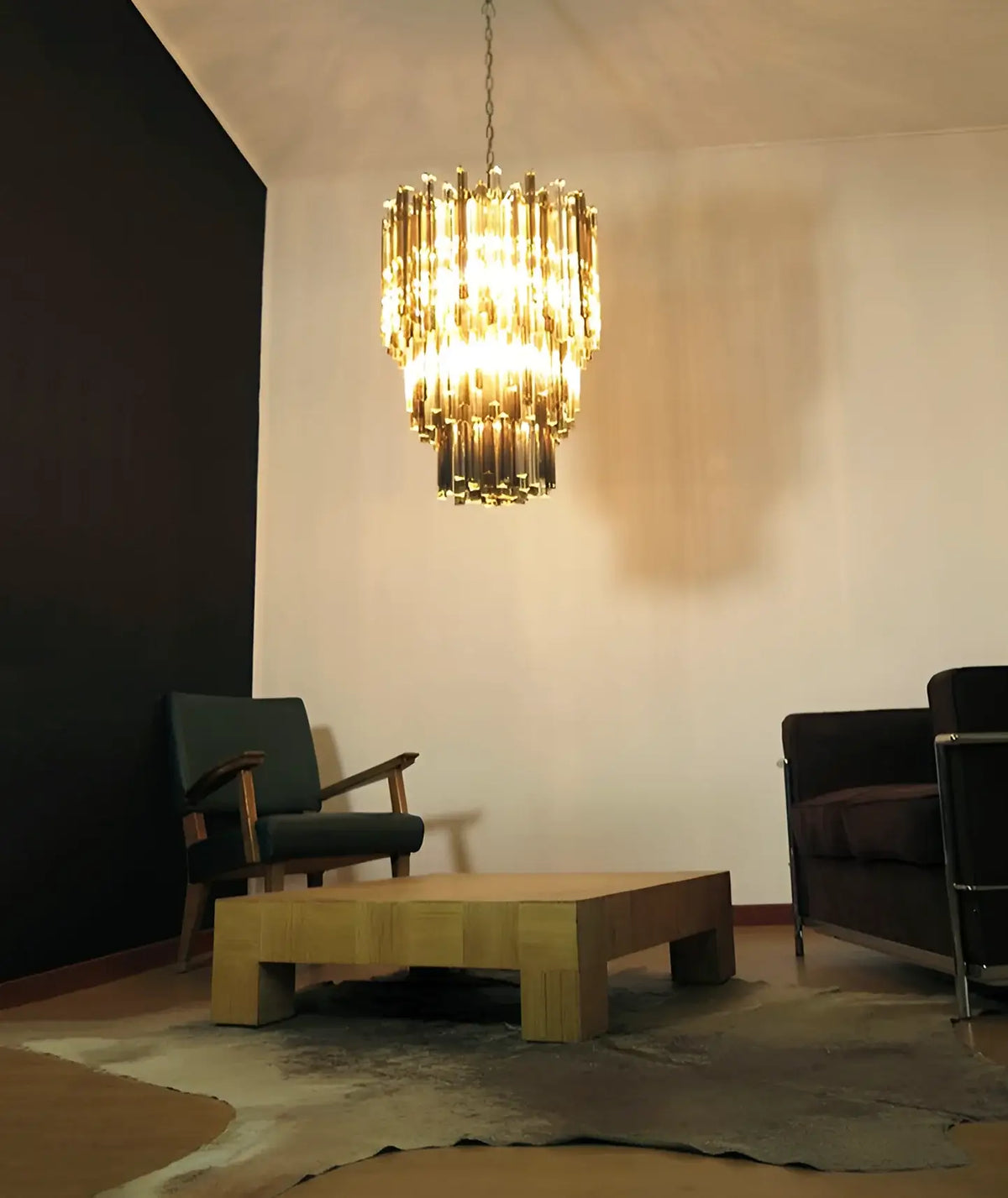 Fantastic Murano Prisms Smoked Transparent Chandelier