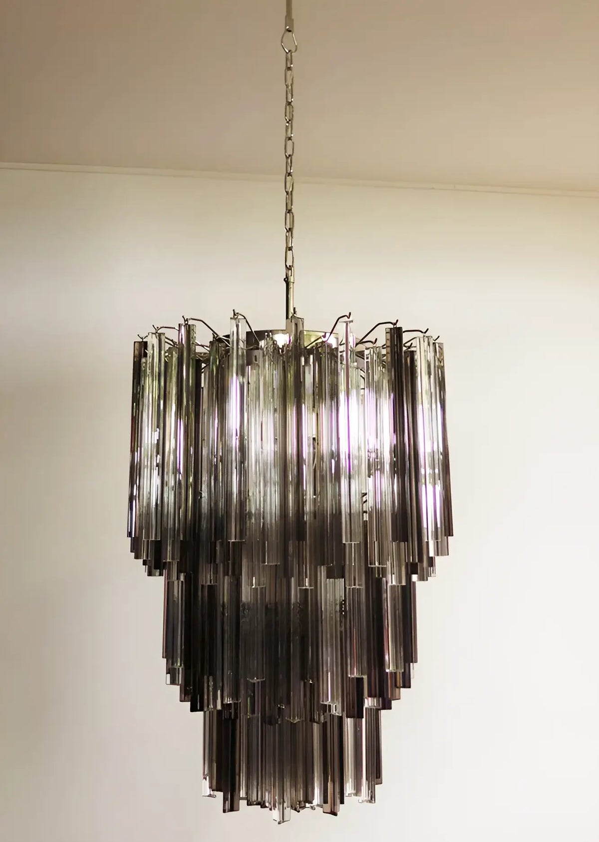Fantastic Murano Prisms Smoked Transparent Chandelier