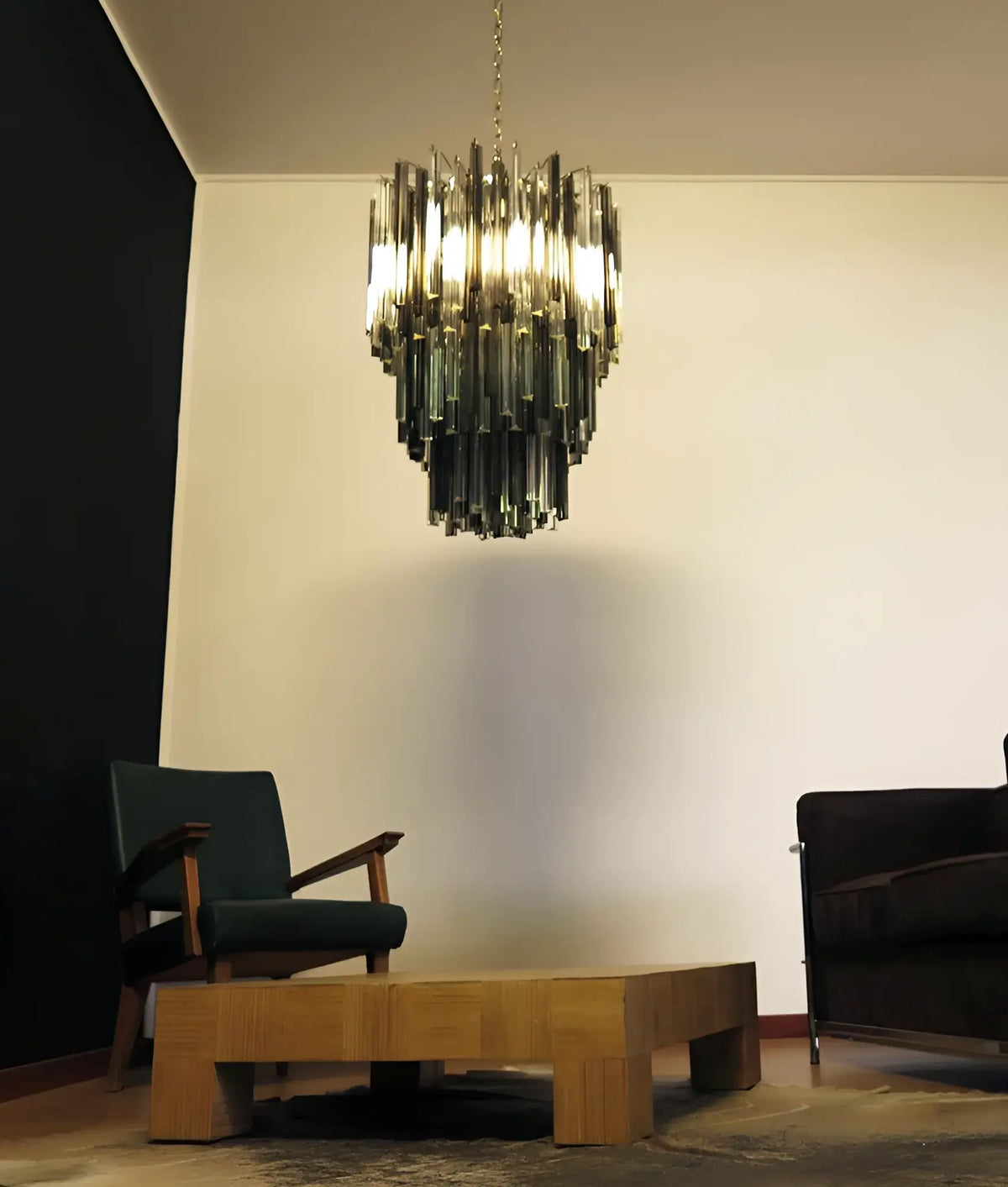 Fantastic Murano Prisms Smoked Transparent Chandelier