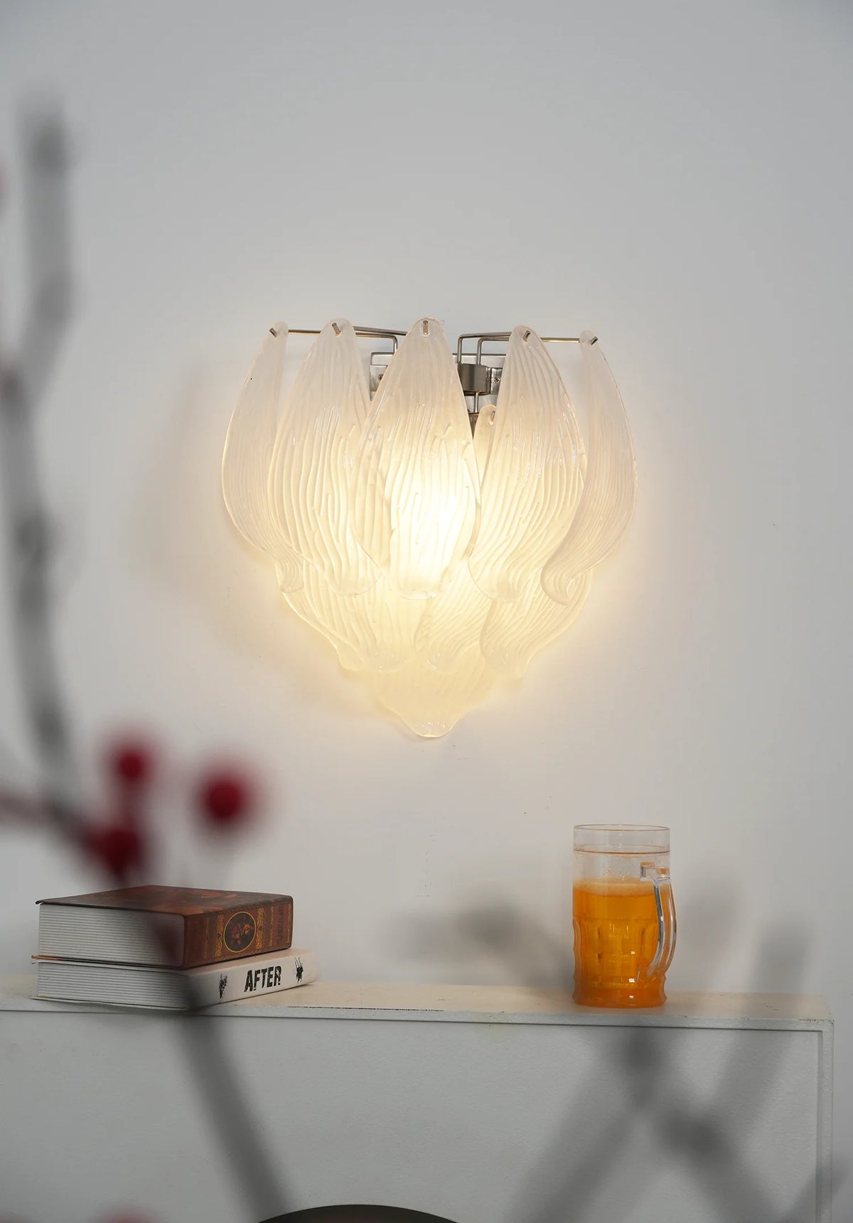 Frosted Petal Glass Wall Light