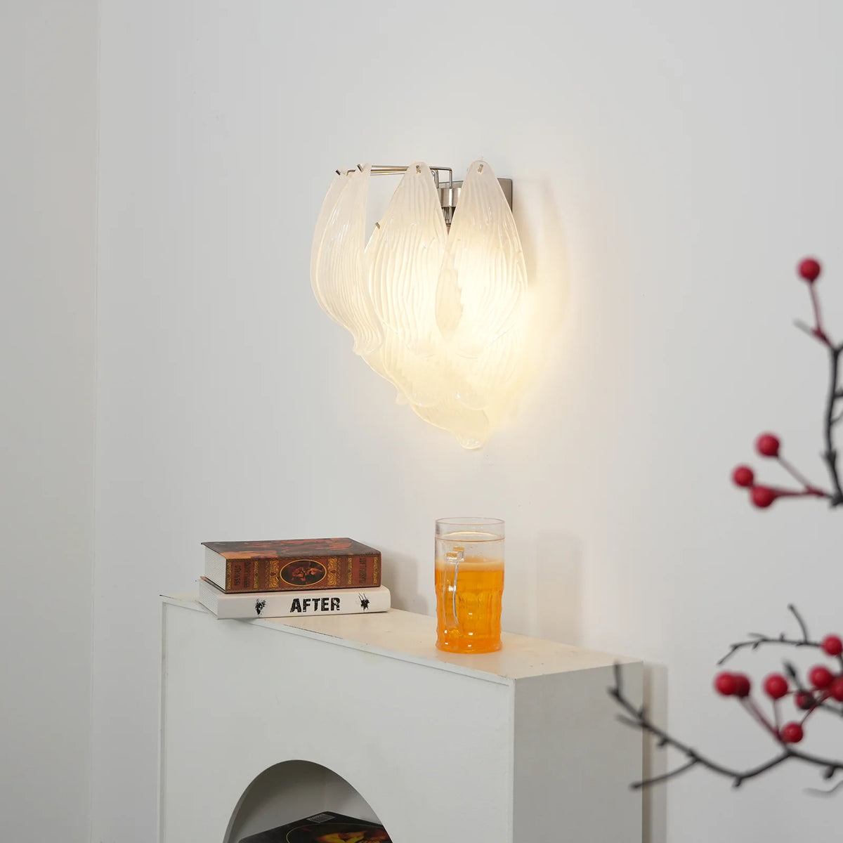Frosted Petal Glass Wall Light