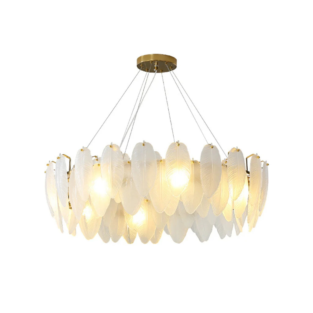 Glass Frosted Feather Chandelier