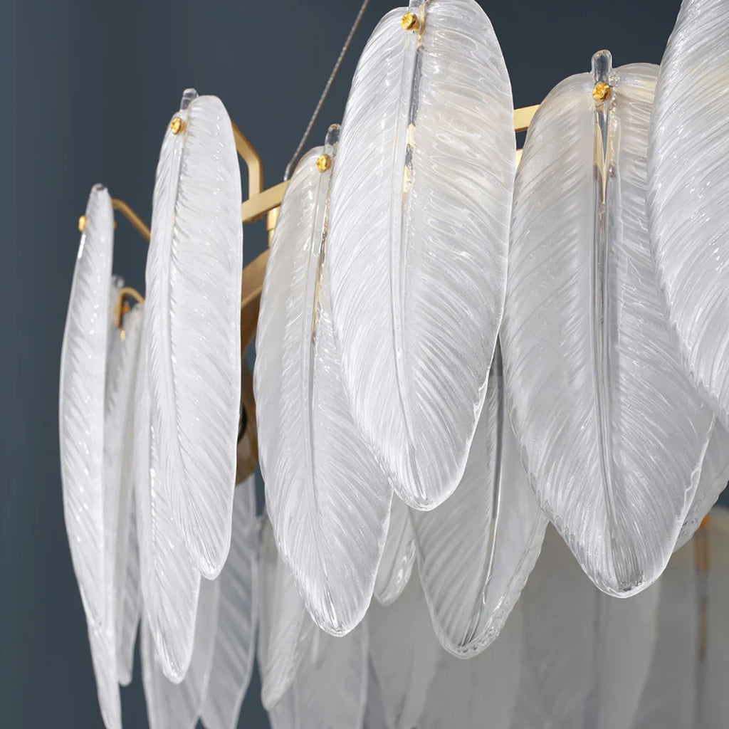 Glass Frosted Feather Chandelier