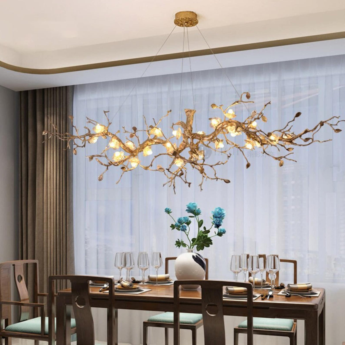 Glass Flower Tree Branch Chandelier