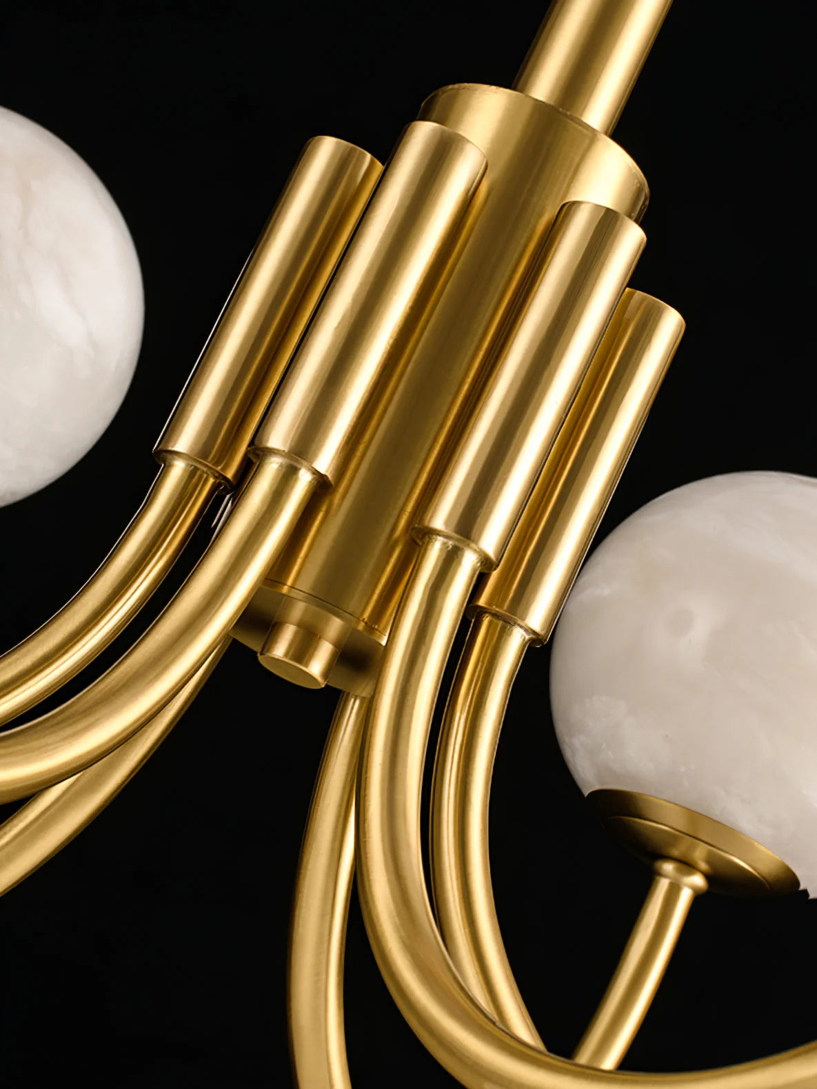 Gold Alabaster Round Chandelier