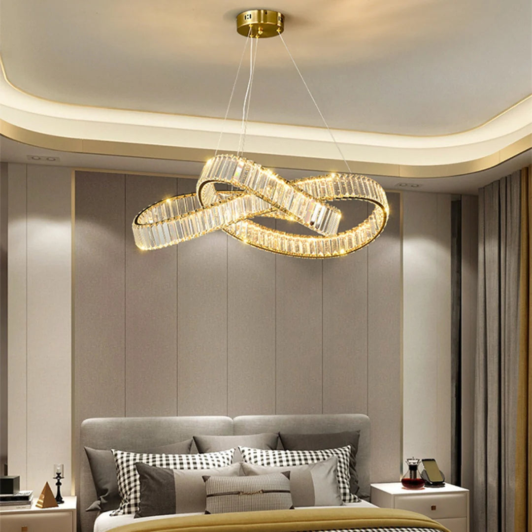 Golden Ring Round Crystal Chandelier
