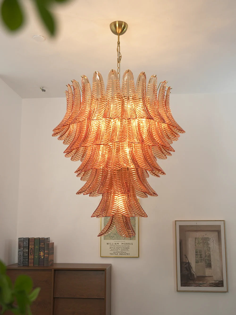 Verdine Amber Fern Leaf Chandelier