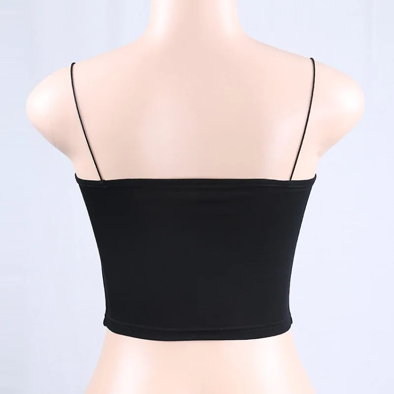 Women Spaghetti Strap Crop Top Sexy Bodycon Sleeveless Cami Tube Top
