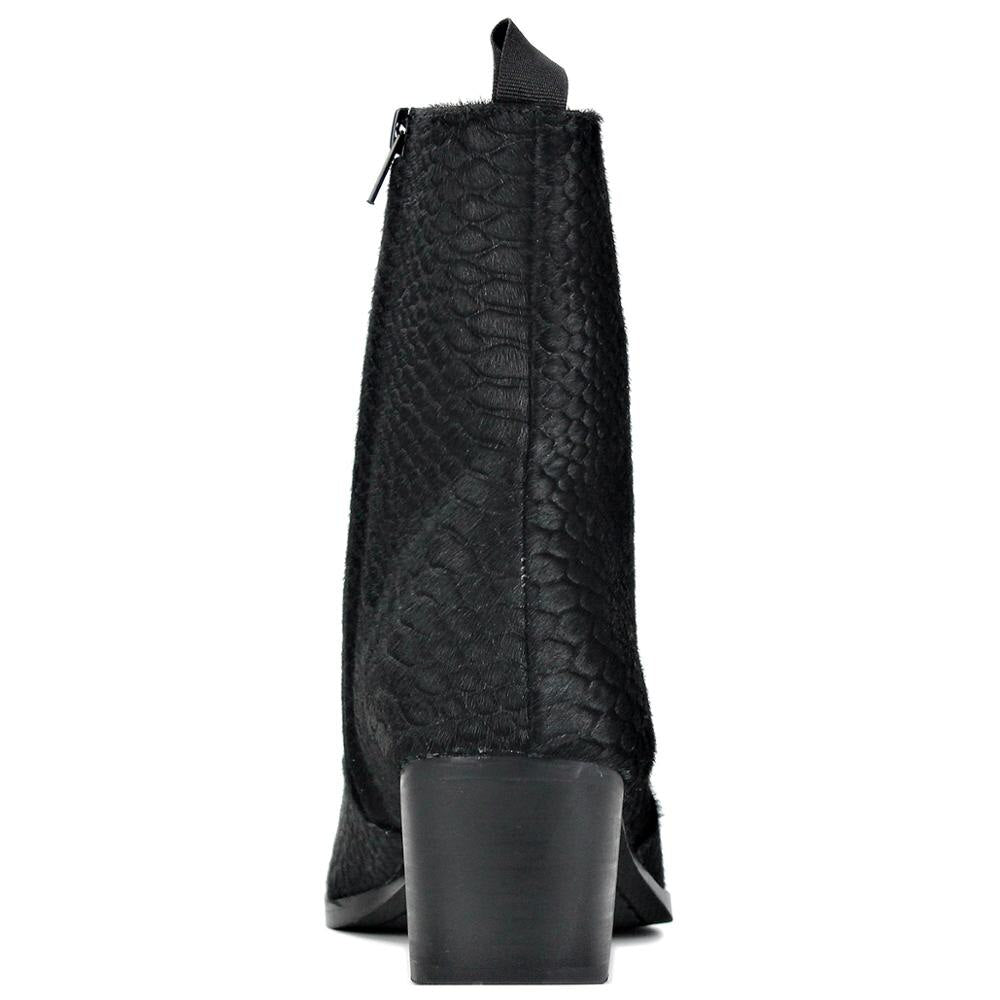 OSSTONE Men Chelsea Ankle Boots Leather Pony Hair Heeled Boots With Side Zipper Cuban Heel Dress Boots Disco Shoes OS-JY021-A
