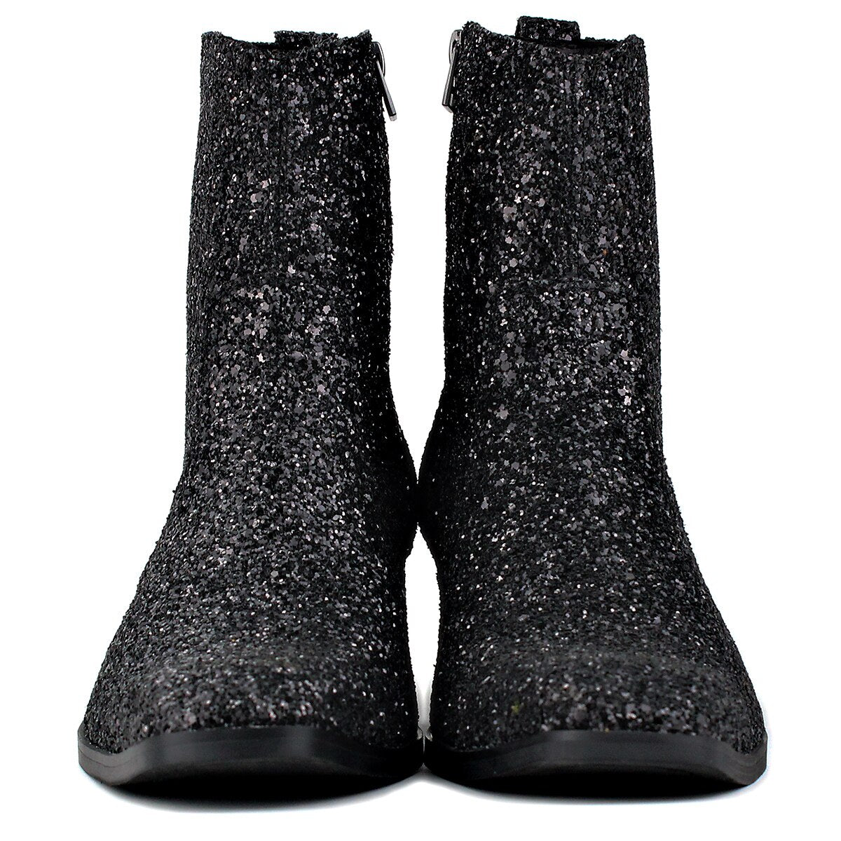 OSSTONE Men Chelsea Ankle Boots Leather Heeled Boots With Side Zipper Cuban Heel Dress Boots Disco Shoes OS-JY022