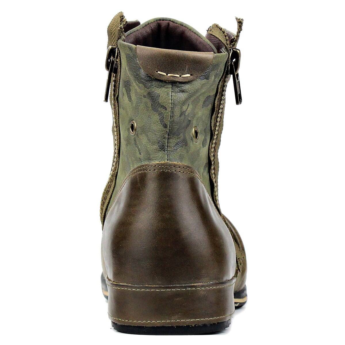 OSSTONE Moto Boots for Men Vintage Zipper-up Retro Leather Chukka Boots Distressed Rock n roll Bike Shoes Punk Boots OS-5008-8-GREN