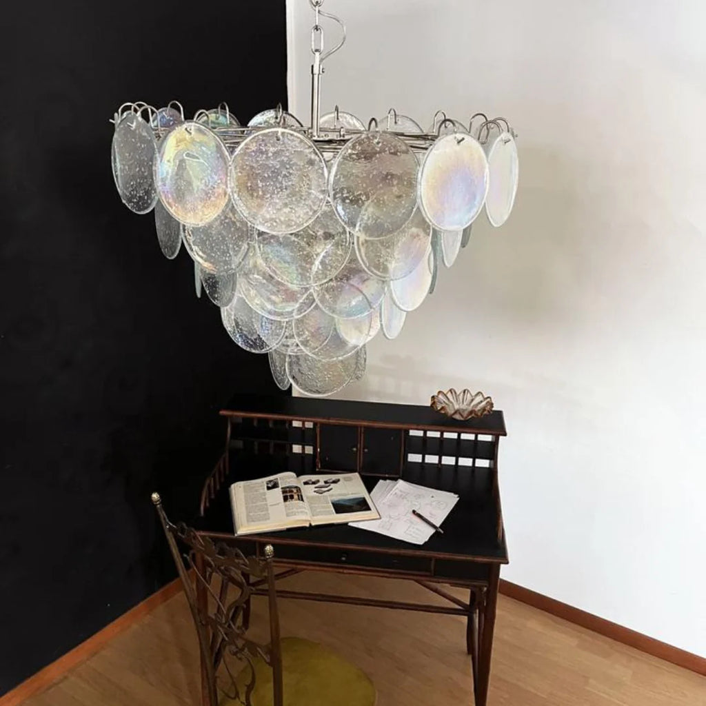 Elegant Murano Disc Iridescent Chandelier