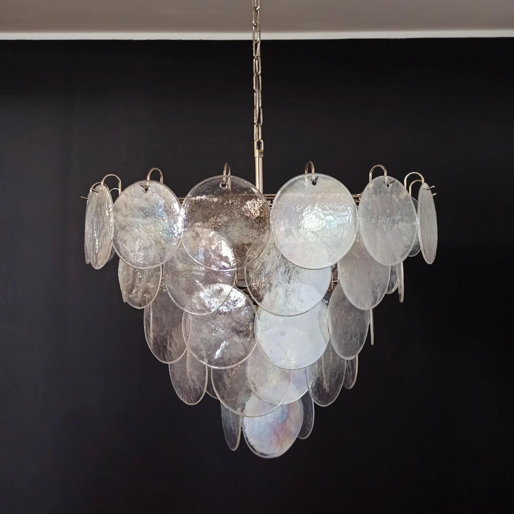 Elegant Murano Disc Iridescent Chandelier