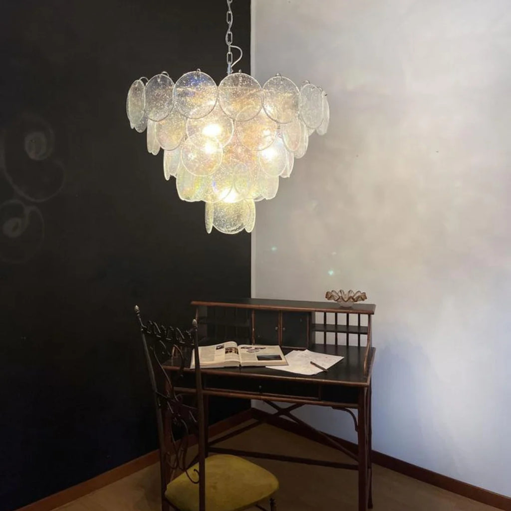 Elegant Murano Disc Iridescent Chandelier