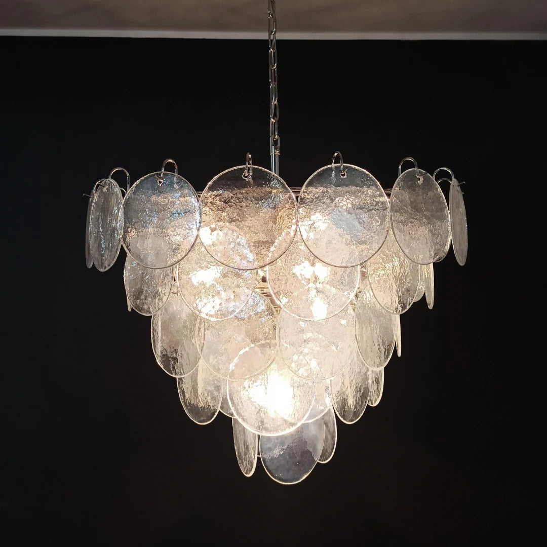 Elegant Murano Disc Iridescent Chandelier