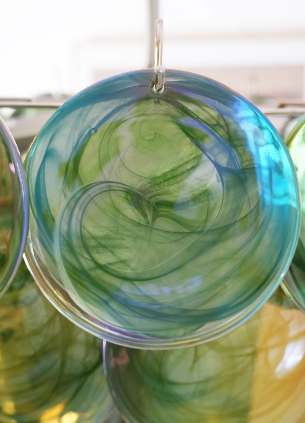 Elegant Green Murano Disc Chandelier