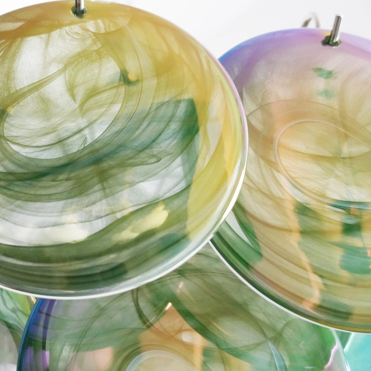 Elegant Green Murano Disc Chandelier