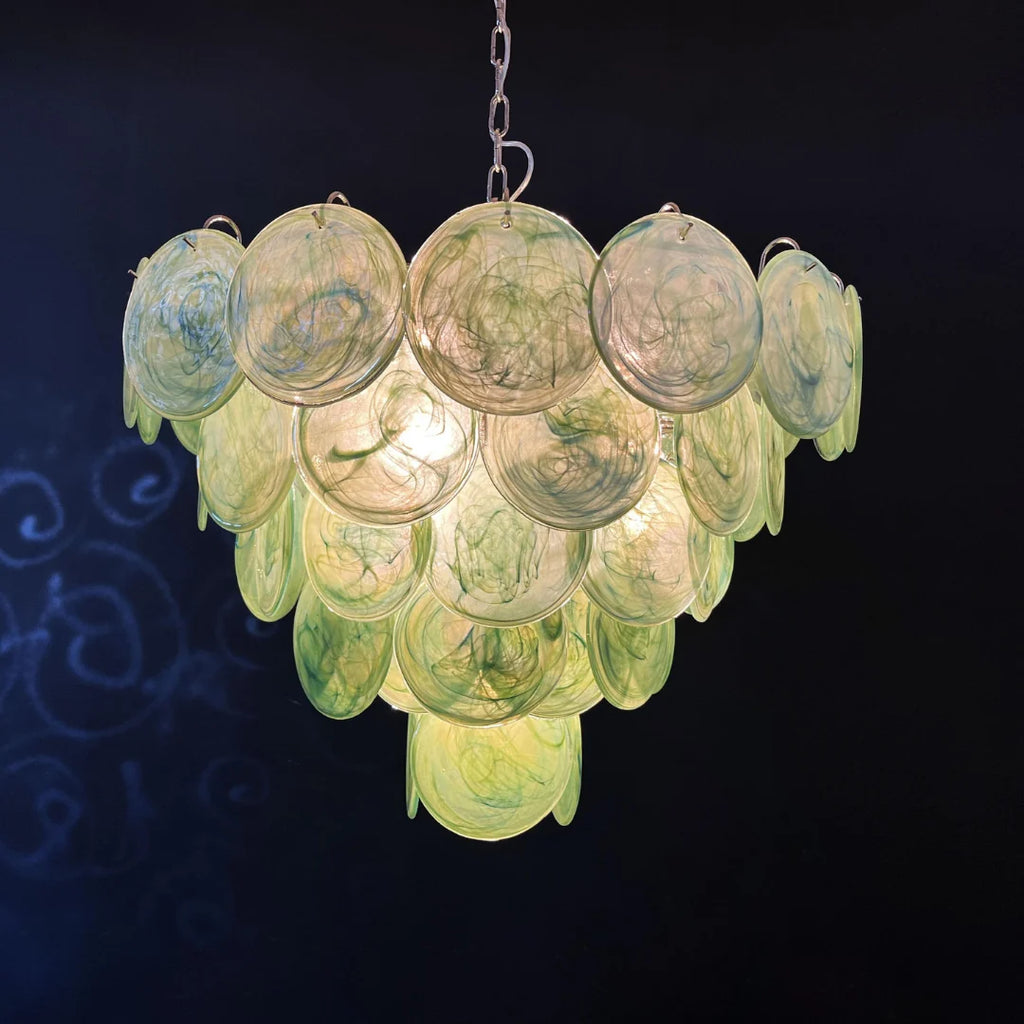 Elegant Green Murano Disc Chandelier