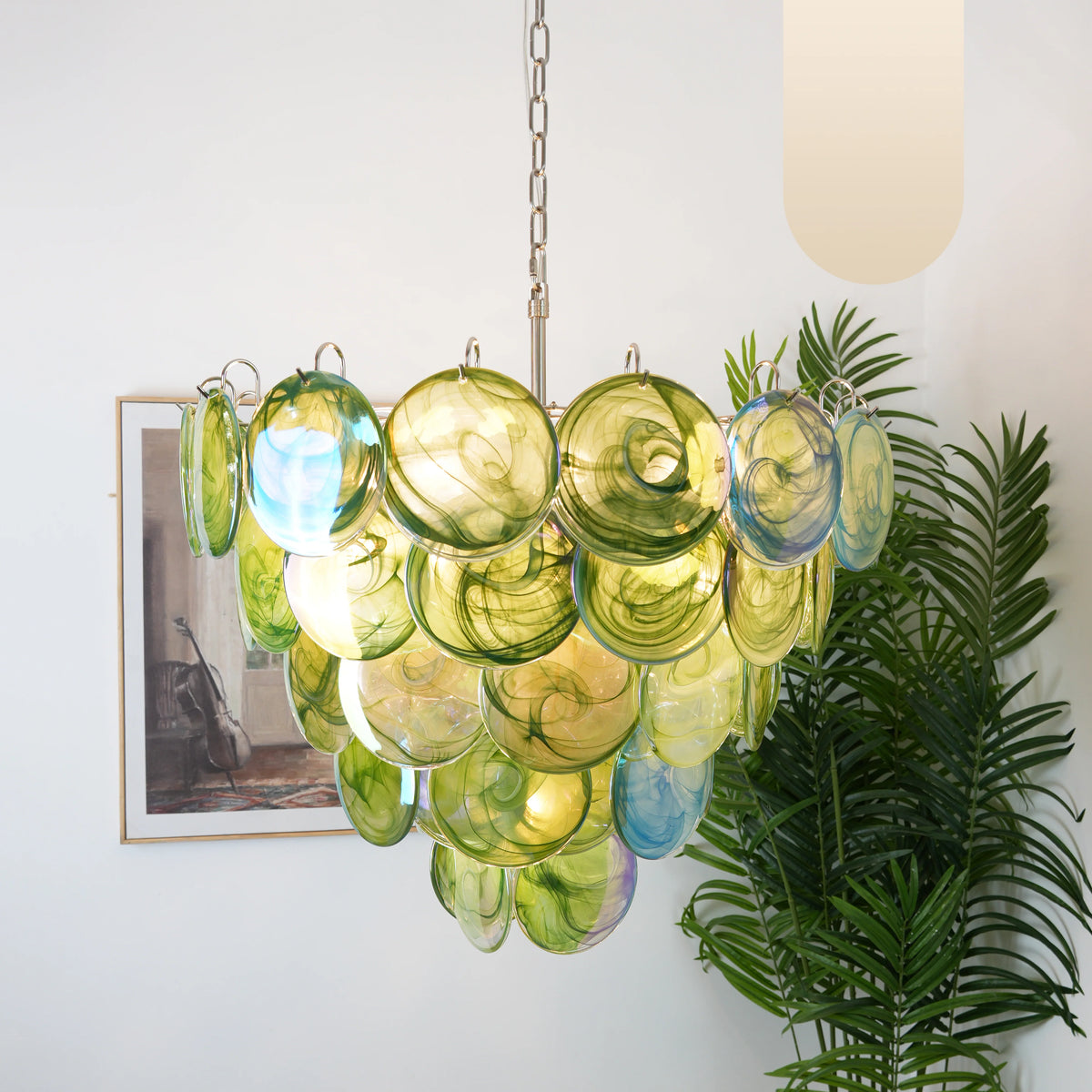 Elegant Green Murano Disc Chandelier