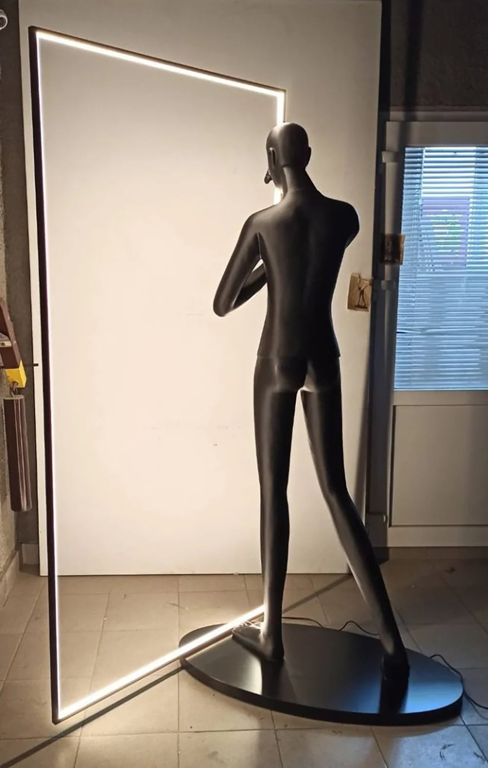 Human Mirror Sculpture Floor Lamp