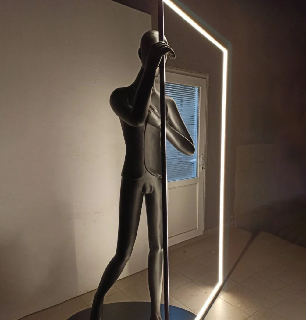 Human Mirror Sculpture Floor Lamp