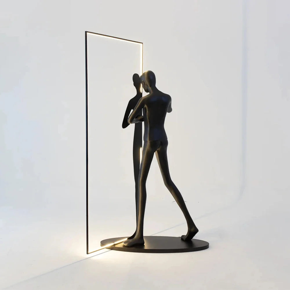 Human Mirror Sculpture Floor Lamp