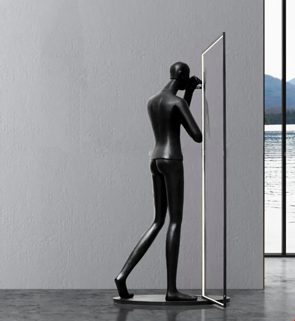 Human Mirror Sculpture Floor Lamp