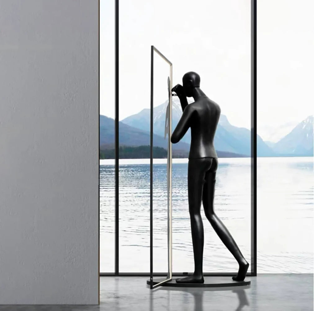 Human Mirror Sculpture Floor Lamp
