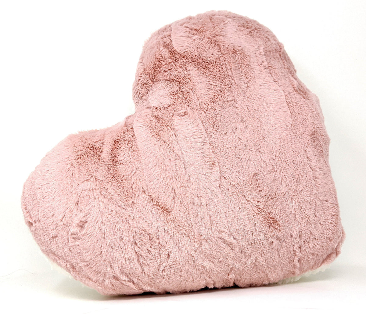 Tache Faux Fur Pink White Heart Shape Throw Pillow (#7)