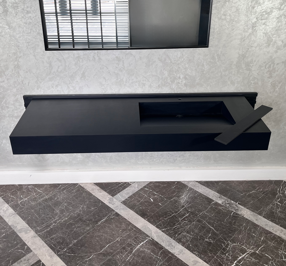 Absolute Black Engineered Stone Kitchen Sink - Premium Handcrafted Infinity Design