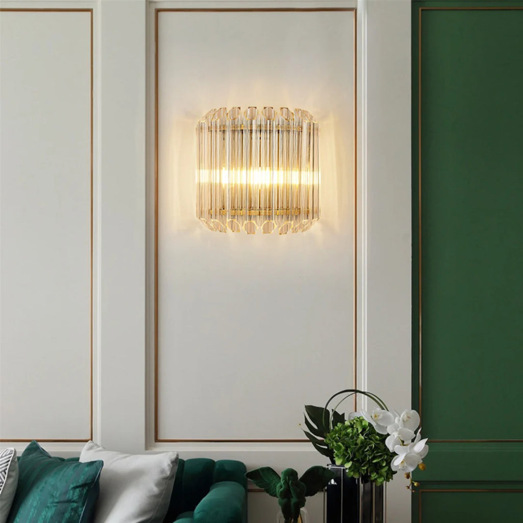 Modern Crystal Rod Brass Wall Sconce
