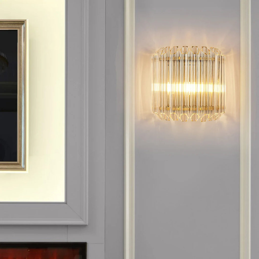 Modern Crystal Rod Brass Wall Sconce