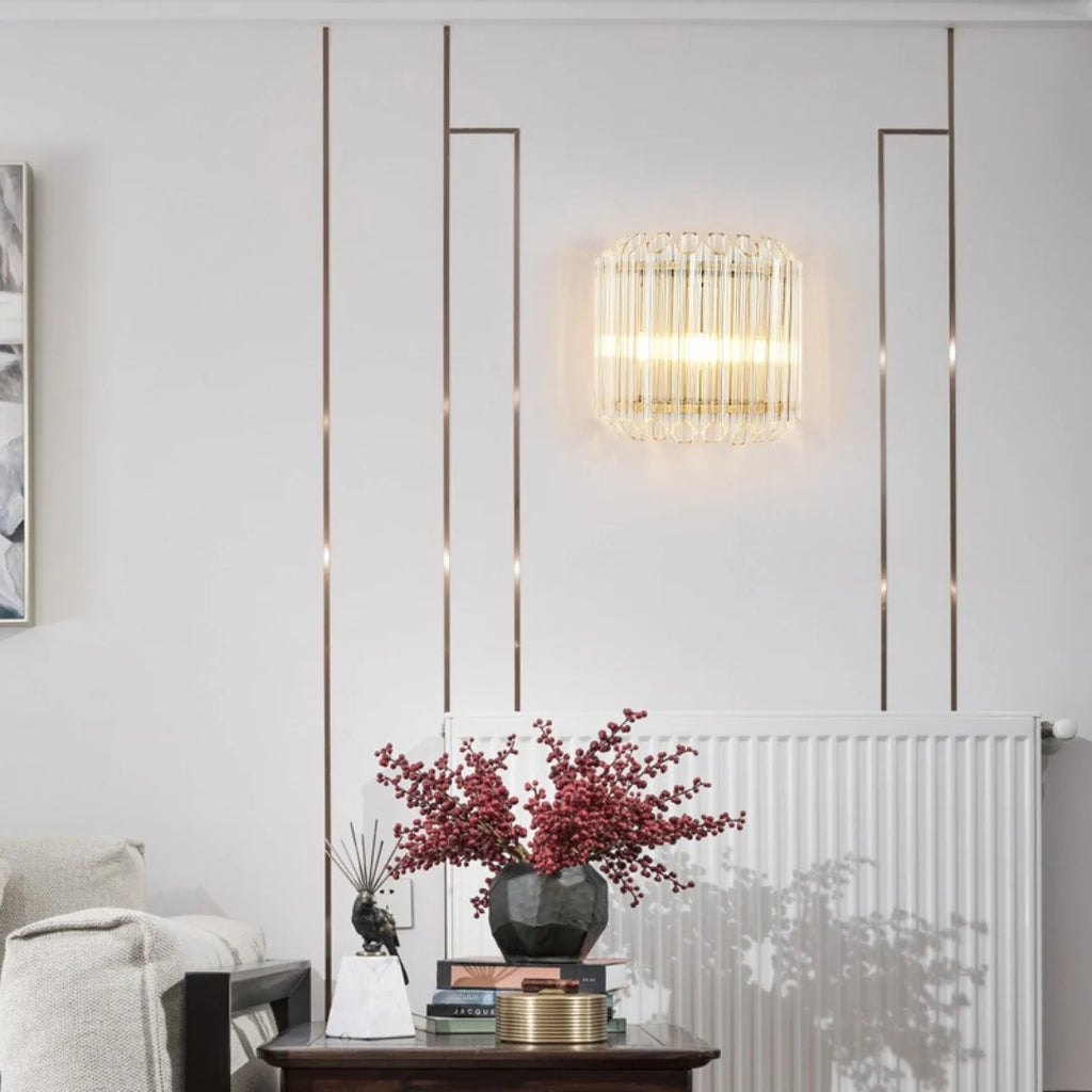 Modern Crystal Rod Brass Wall Sconce
