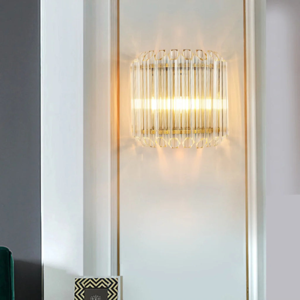 Modern Crystal Rod Brass Wall Sconce