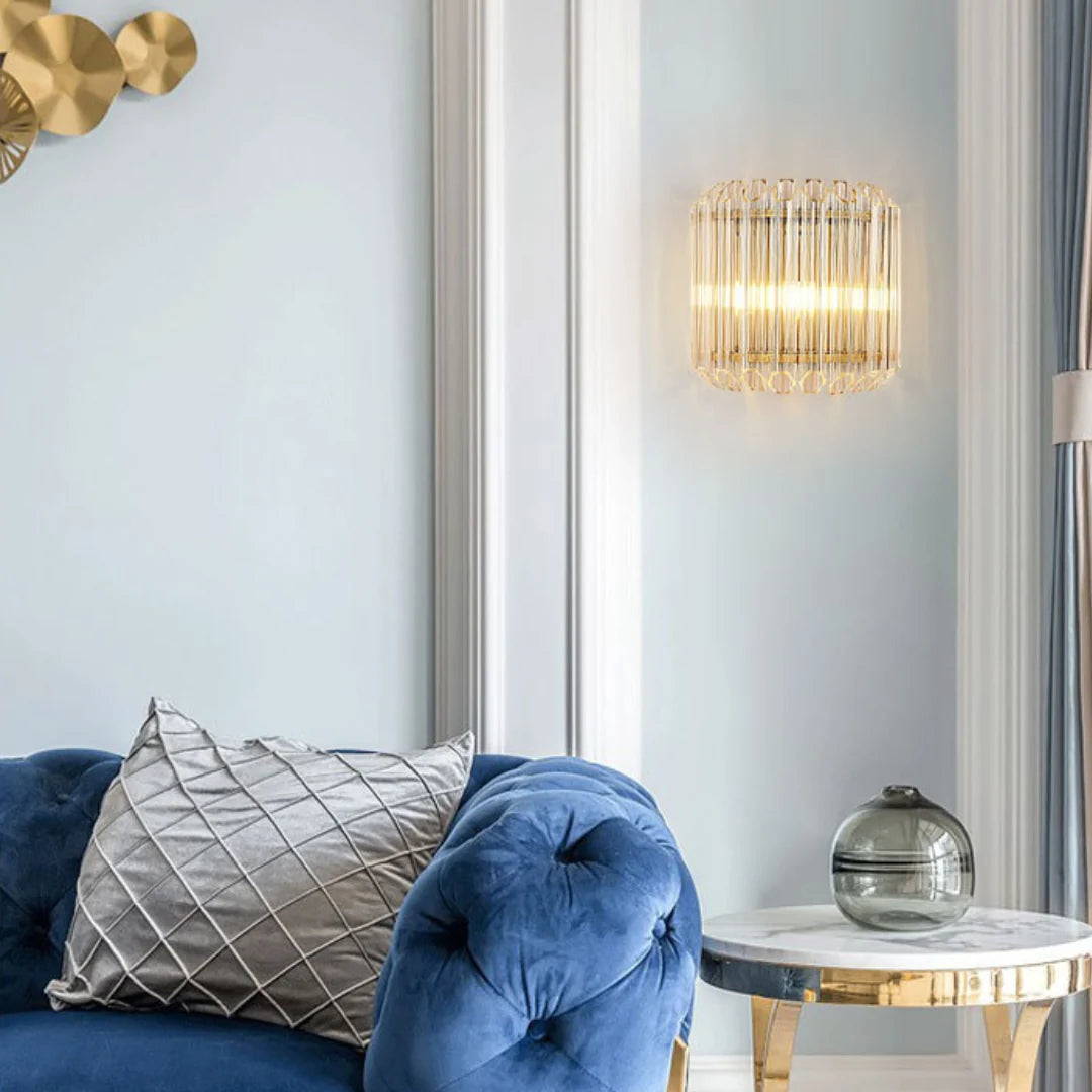 Modern Crystal Rod Brass Wall Sconce